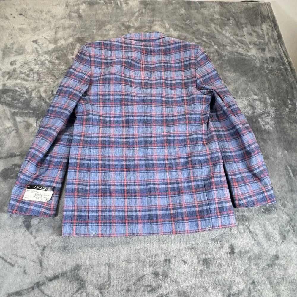 LAUREN RALPH LAUREN Boy 20R Bloxbury Blue Red Plaid Sport Coat Blazer Linen Blen